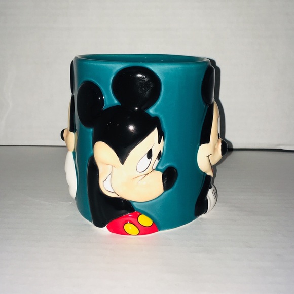 Vintage Disney Mickey Mouse Blue 3D Expression Mug - Picture 3 of 5